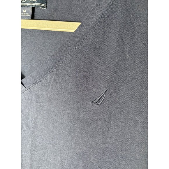 Nautica Womens Size Medium Navy Blue 3/4 Sleeve Embroidered Anchor Shirt - Picture 3 of 6